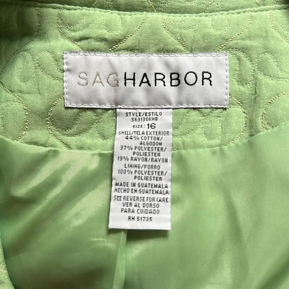 Vintage Mint Green Sag Harbor Quilt stitched  Blazer